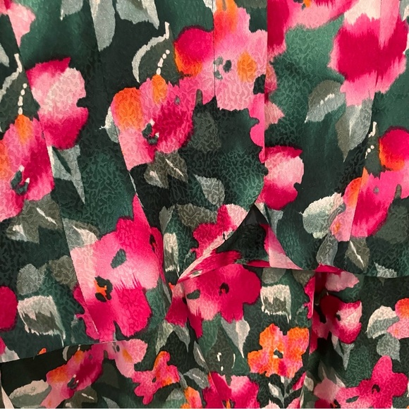 Adrianna Papell Size 12 VTG Two Piece Skirt Top Suit Set 100% Silk Green Floral - Picture 4 of 13